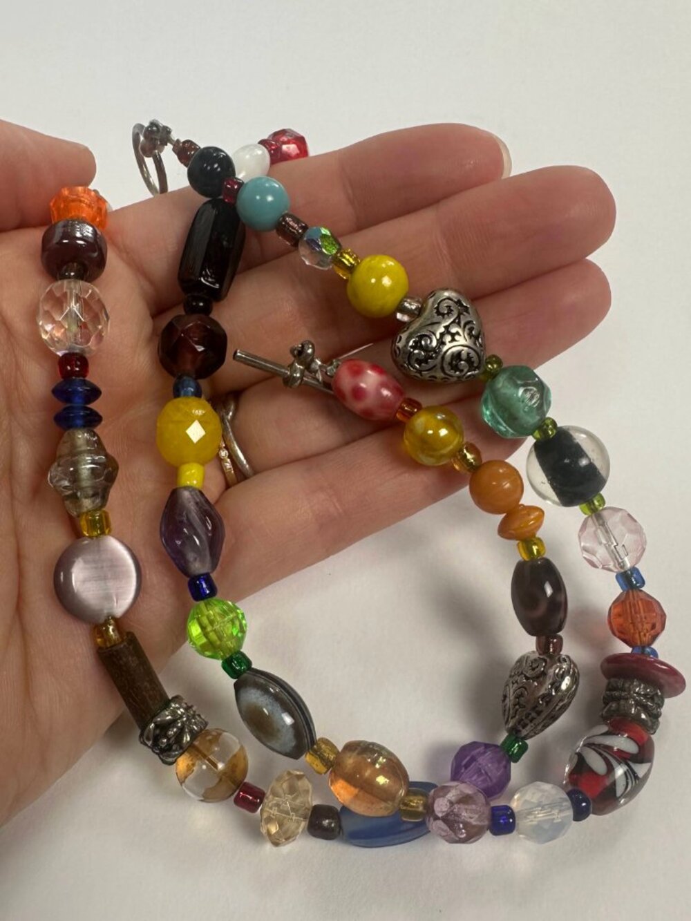 Handmade Colorful Beaded Necklace | Eclectic Artisan Glass Beads - Picture 6 of 9